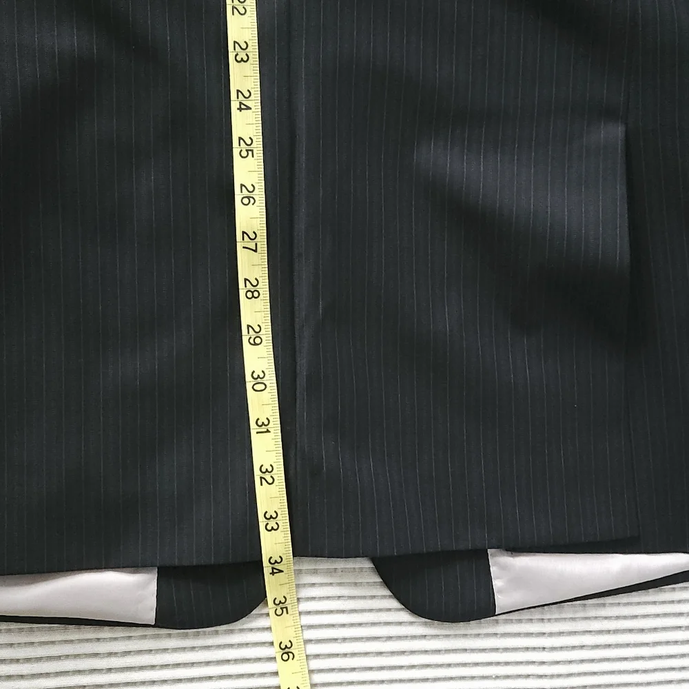 Michael Kors 42L Black Pinstripe Wool‎ Blazer Men's Suit Jacket Long Business